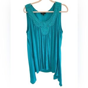 Cupio woman flowy embroidered neck top